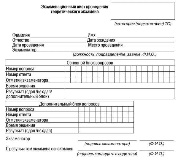 купить лист сдачи теоретического экзамена ПДД в Калмыкии Республике